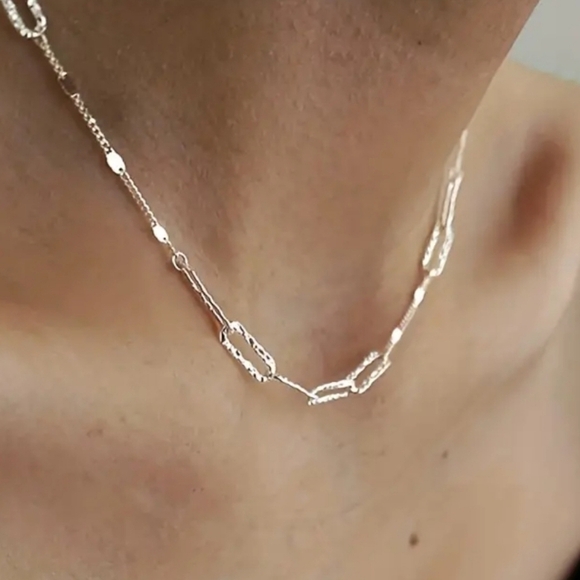Sterling Silver 925 Dazzling Paperclip Chain Necklace - Vintage-Inspired Chain - Picture 4 of 5